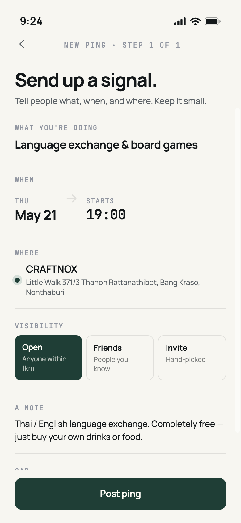 Raft: posting a ping in about twenty seconds
